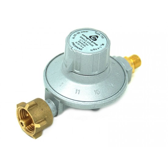 Regulator de presiune gaz pentru butelie Romania, 20-50 mbari, iesire filet 1/4" reglabil